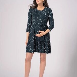 Seraphine Green Polka Dot Maternity & Nursing Dress